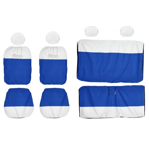 Coprisedili Auto Compatibili 500 Hybrid 2021 Airbag Compatibili Bianco Blu Royal
